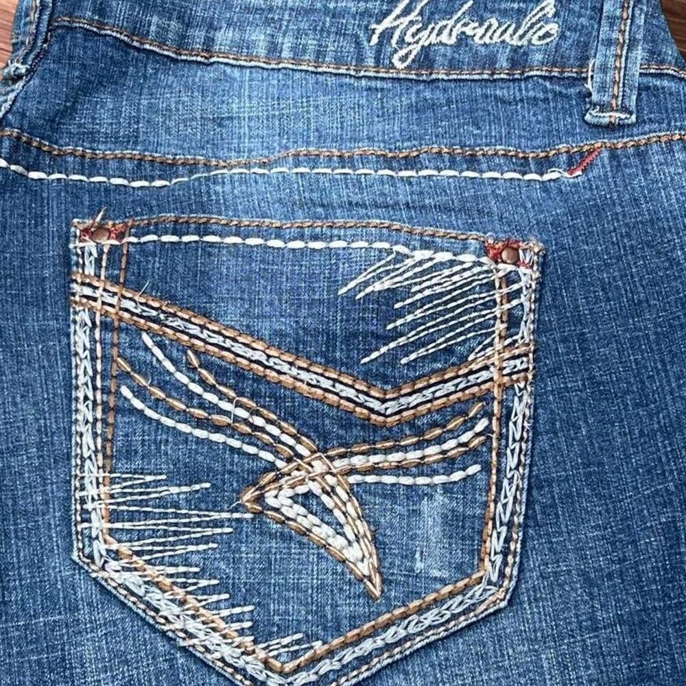 Hydraulic Lola Curvy Stretch Flare Jeans 22W Embroidered Pocket Y2K
